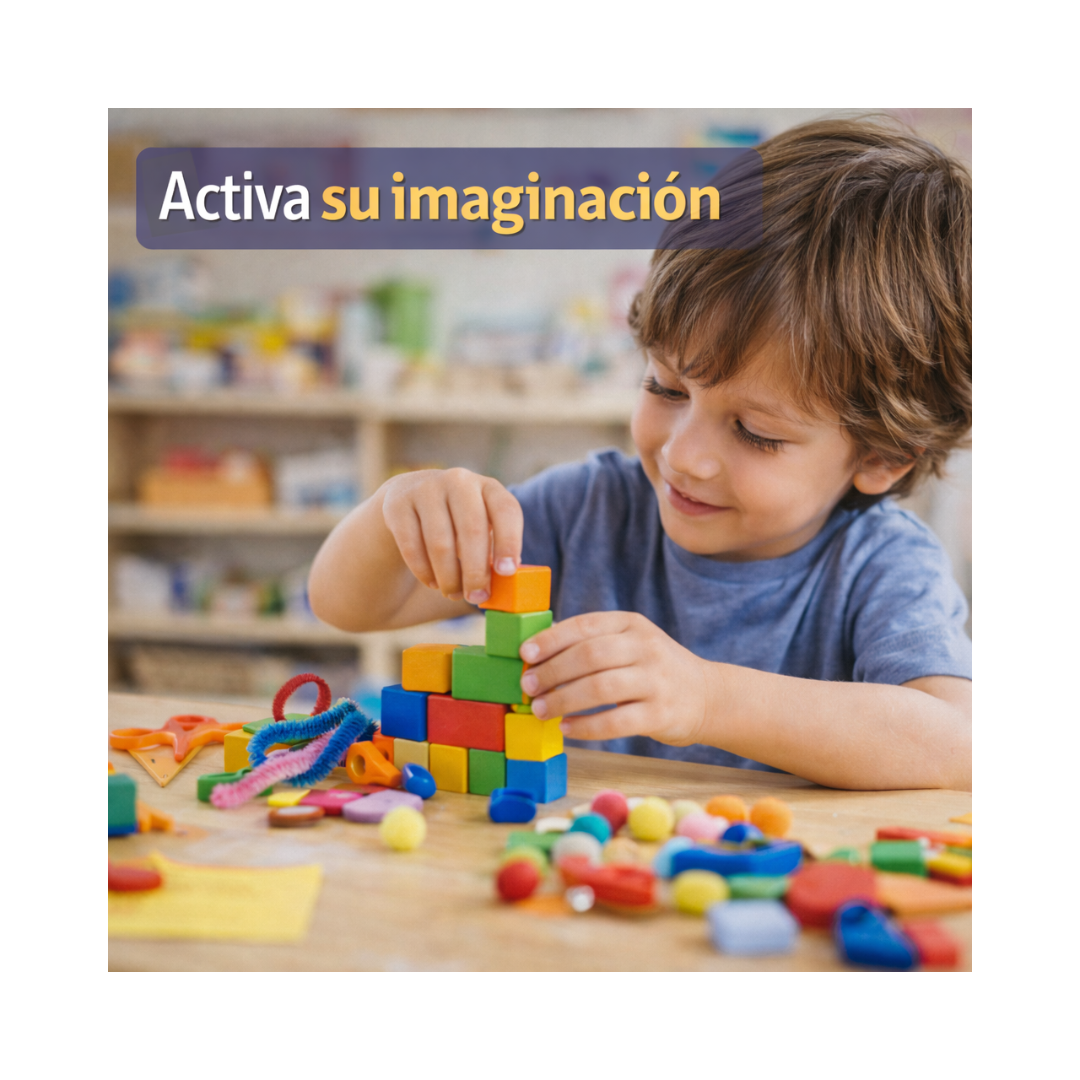Niño creando y resolviendo con material Montessori